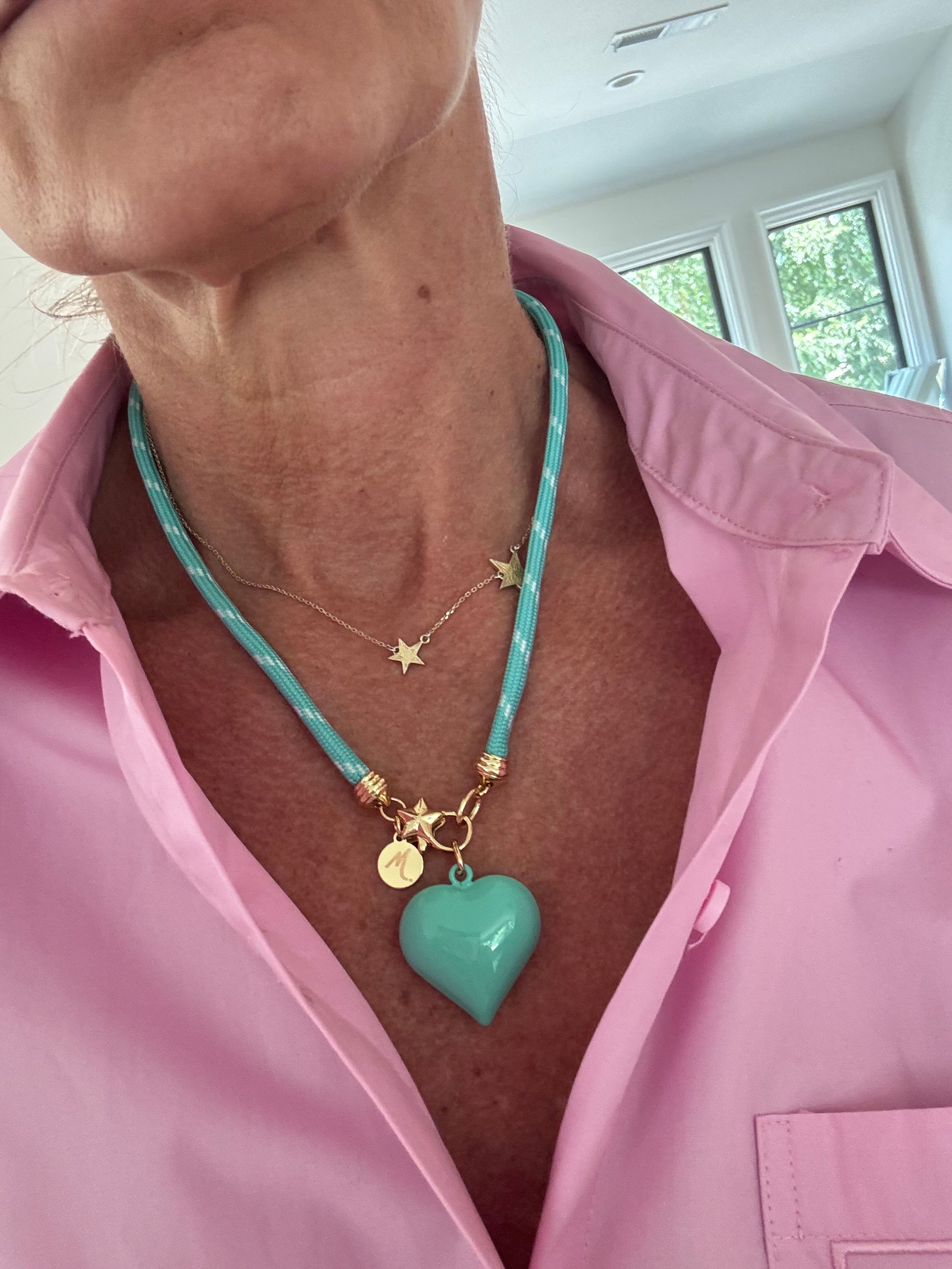 Puffy Heart Cord Necklace