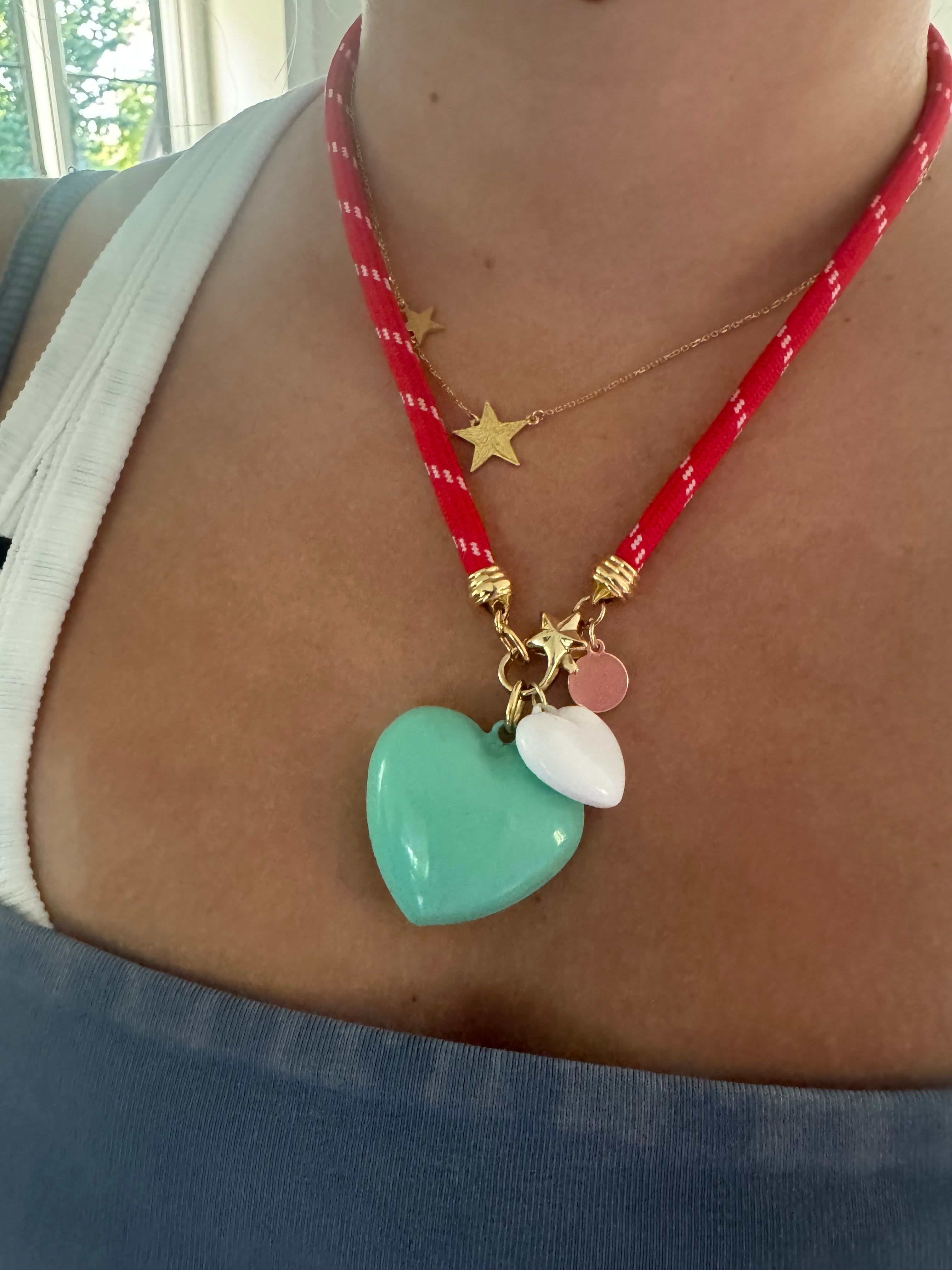 Puffy Heart Cord Necklace