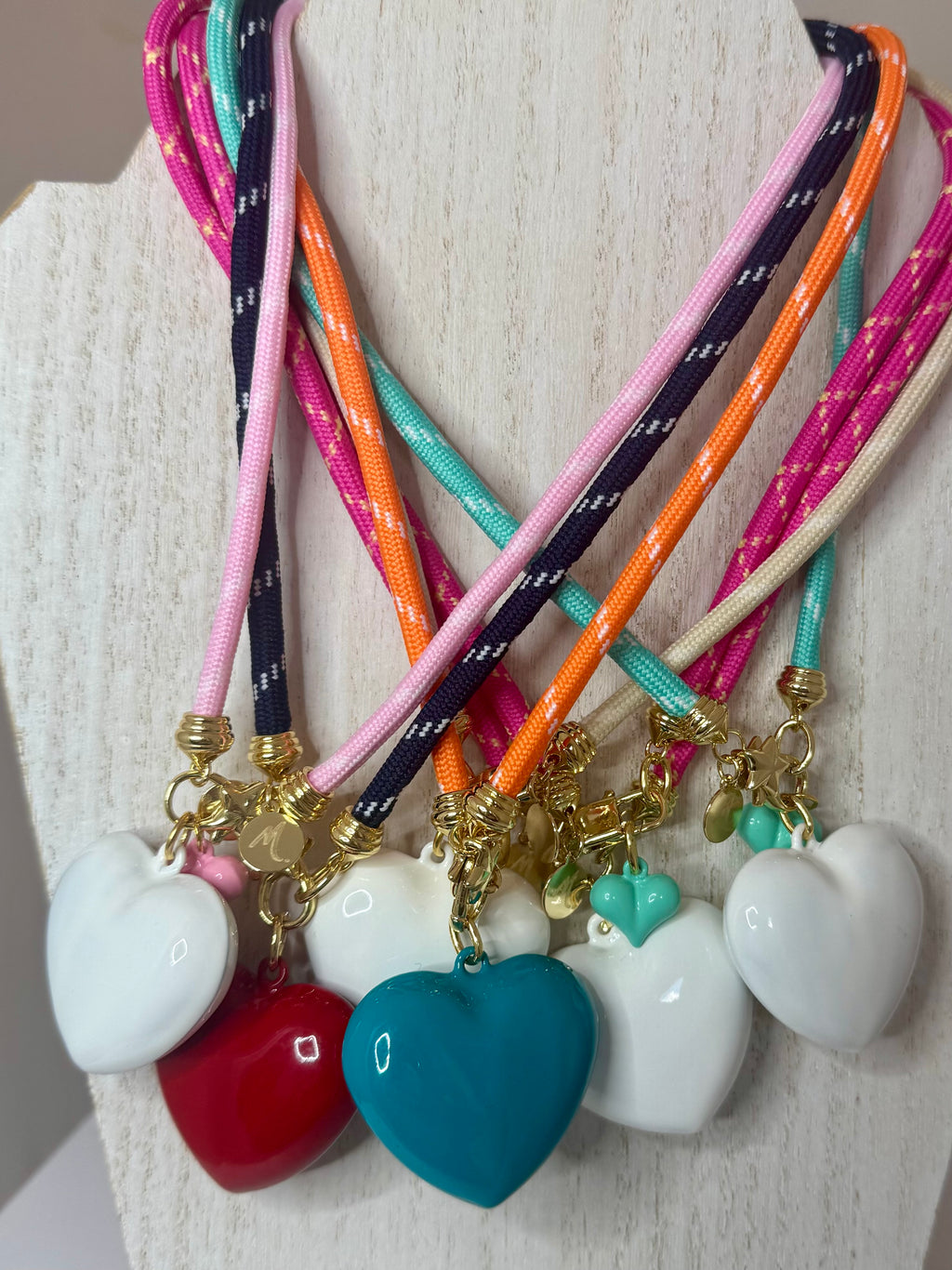 Puffy Heart Cord Necklace