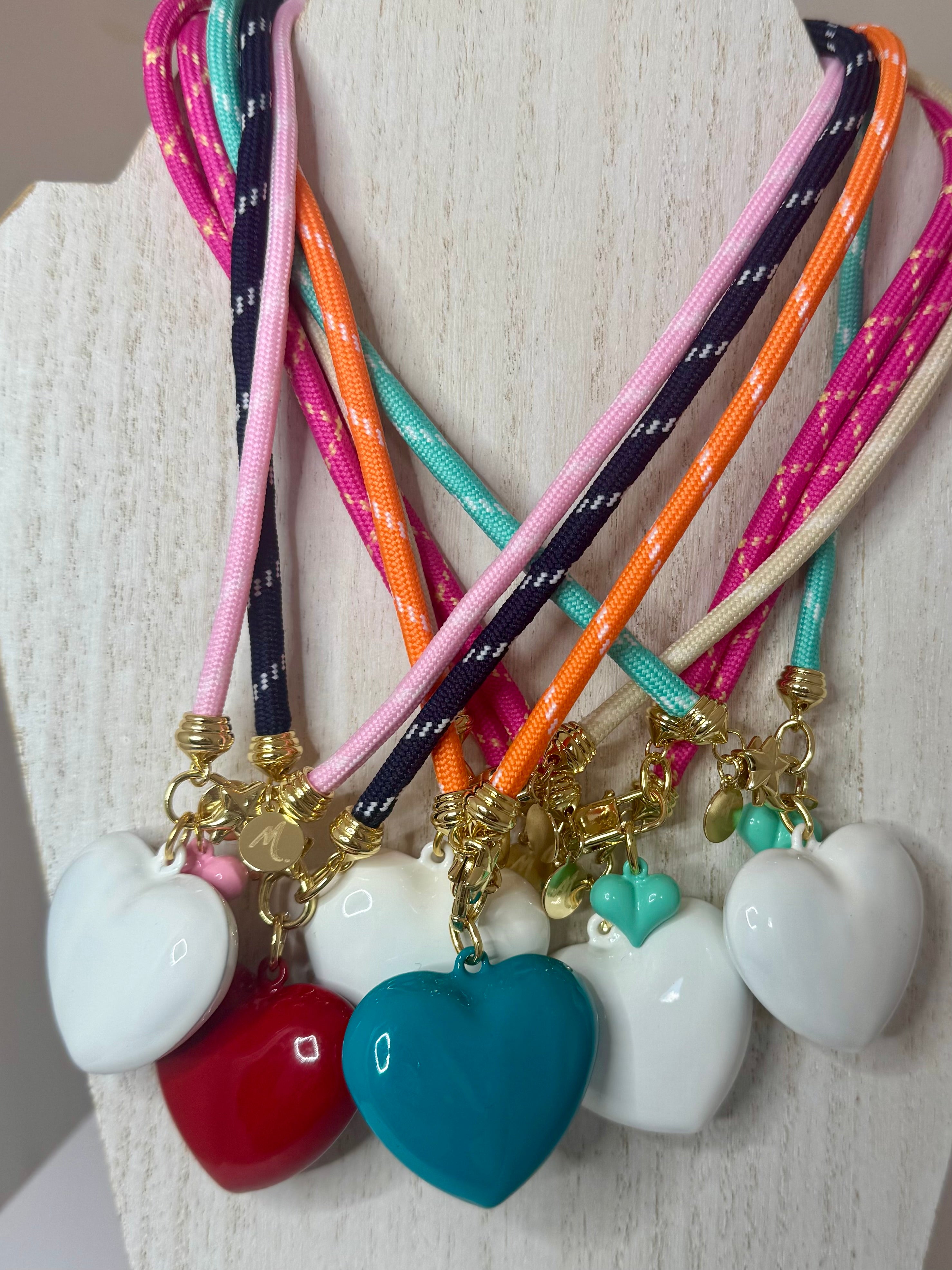 Puffy Heart Cord Necklace
