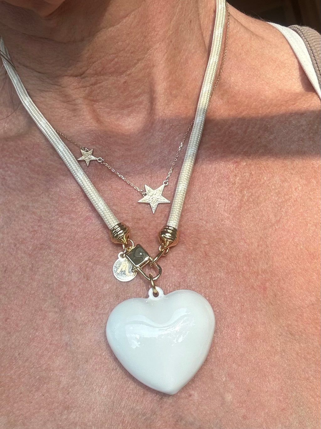 Puffy Heart Cord Necklace