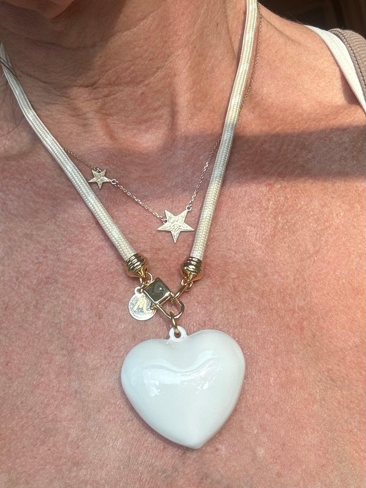 Puffy Heart Cord Necklace
