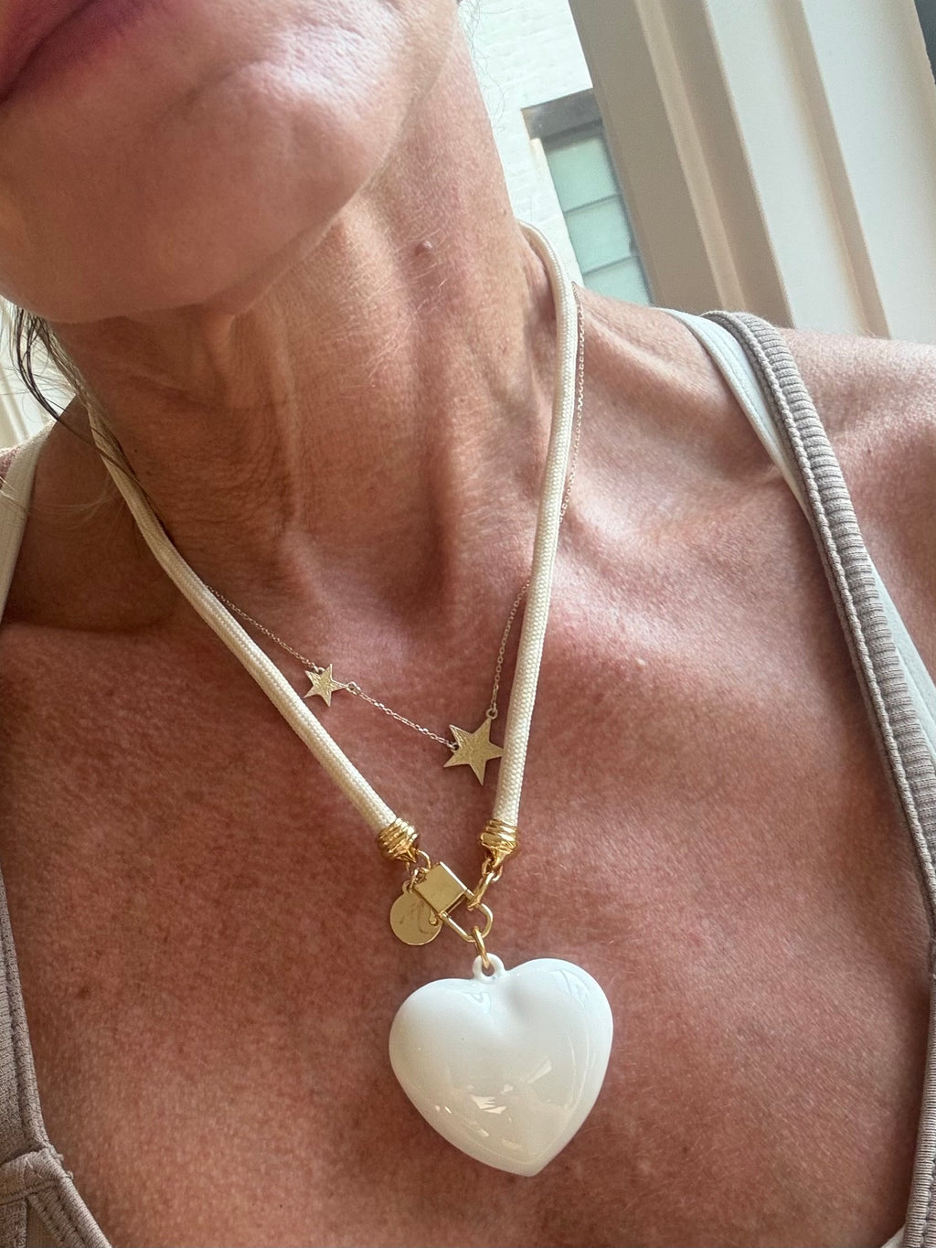 Puffy Heart Cord Necklace