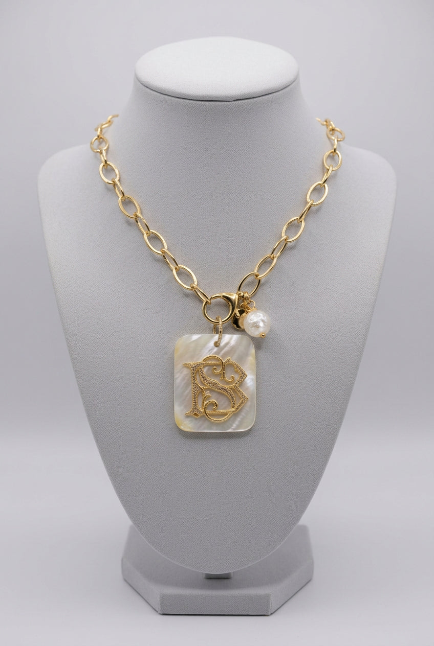 The Mother-of-Pearl Duogram Pendant