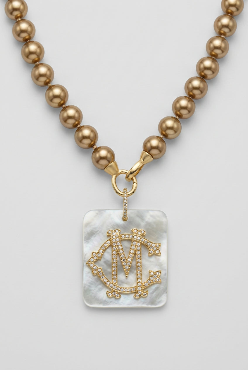 The Mother-of-Pearl Duogram Pendant