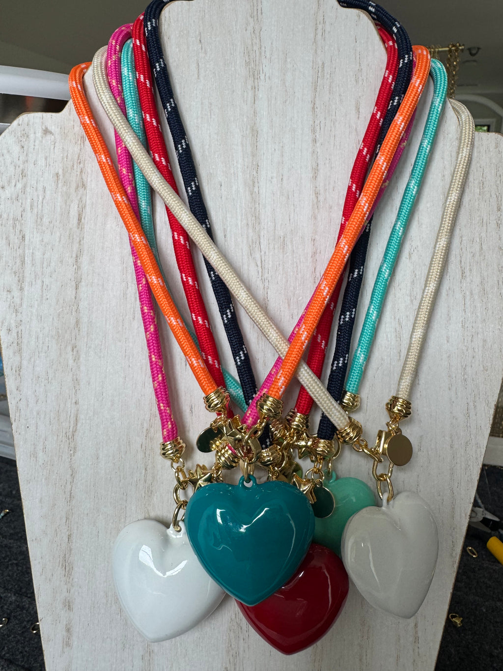 Puffy Heart Cord Necklace