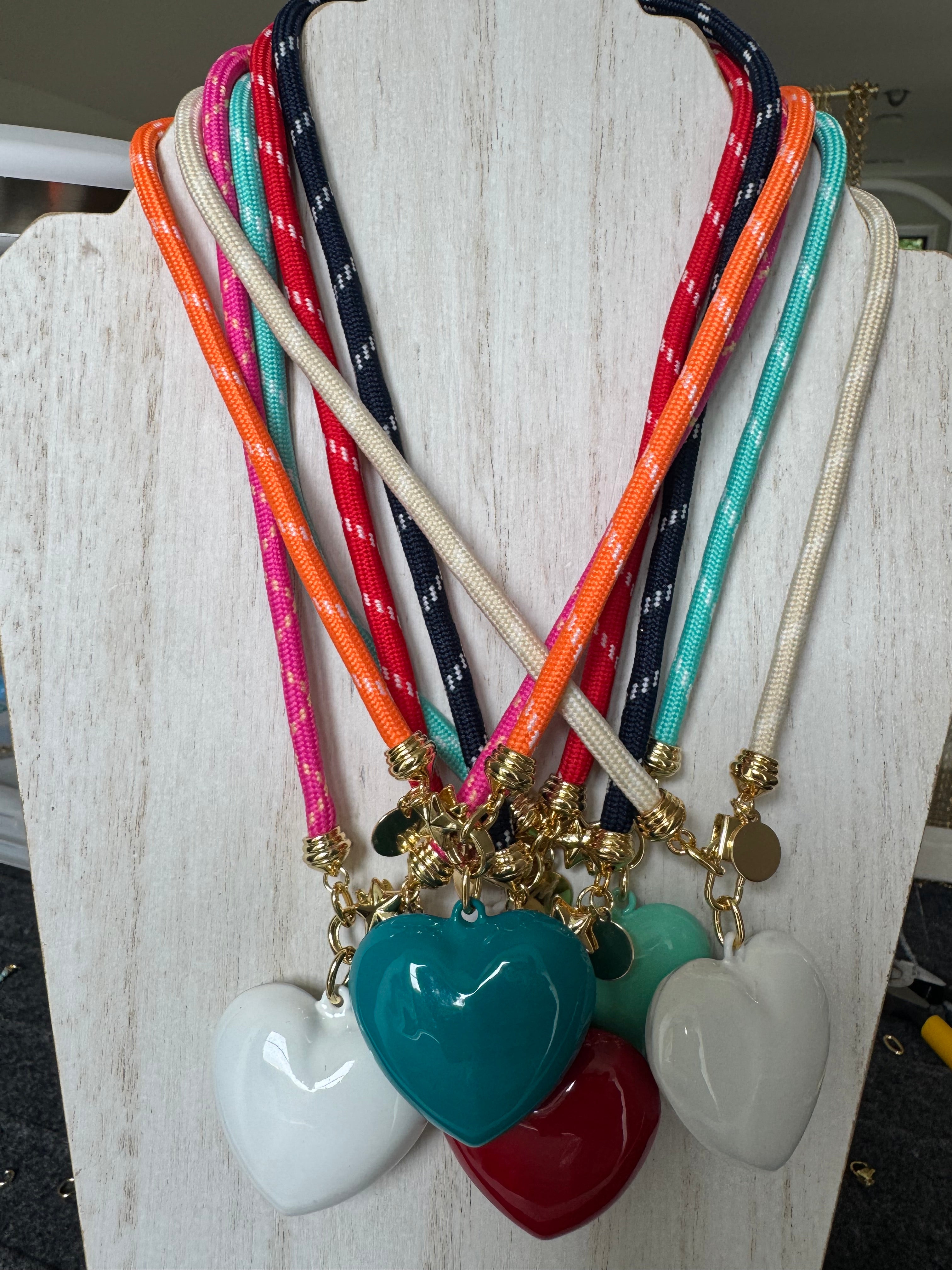 Puffy Heart Cord Necklace