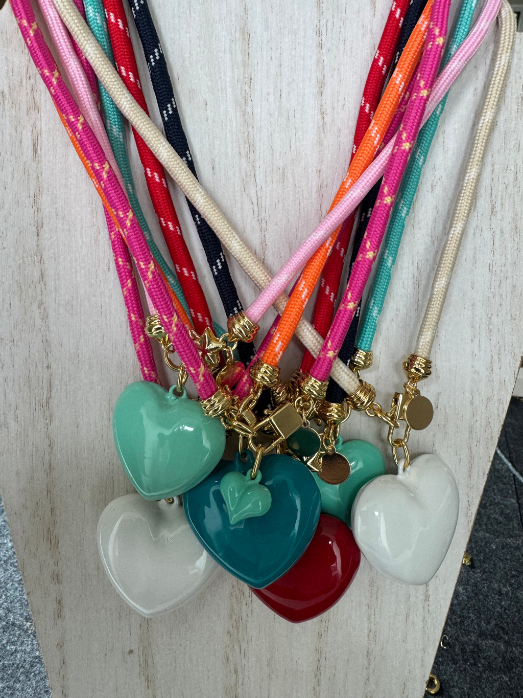 Puffy Heart Cord Necklace